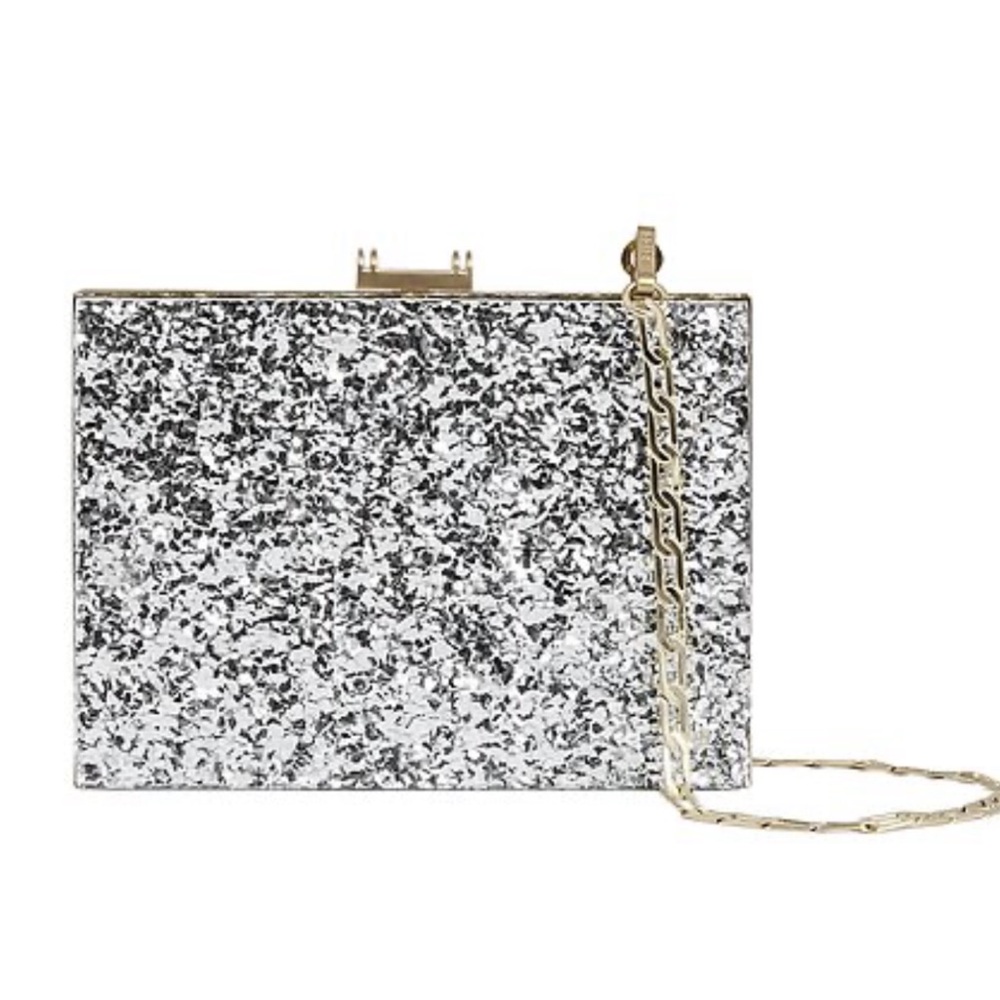 Reiss Greta Boxy Silver Clutch